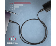 AXAGON BUCM32-CM20AB Kabel USB-C - USB-C 3.2 Gen 2, 2m, PD 100W, 5A, 4K HD, ALU, oplot, czarny - 1353478 - zdjęcie 7